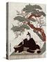 Actor Sugawara Sitting on a Platform Tree, Japanese Wood-Cut Print-Lantern Press-Stretched Canvas