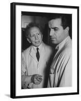 Actor Vincent Edwards with Actor Sam Jaffe as He Appears in Television Program Ben Casey-Ralph Crane-Framed Premium Photographic Print