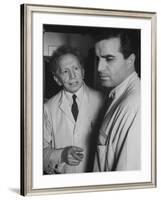 Actor Vincent Edwards with Actor Sam Jaffe as He Appears in Television Program Ben Casey-Ralph Crane-Framed Premium Photographic Print