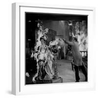 Actor Vincent Price Putting Out Fire in Film "House of Wax"-J^ R^ Eyerman-Framed Premium Photographic Print