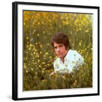 Actor Warren Beatty Sitting in Field of Flowers-Ralph Crane-Framed Premium Photographic Print