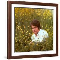 Actor Warren Beatty Sitting in Field of Flowers-Ralph Crane-Framed Premium Photographic Print