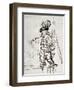 Actor with Parrot, Pen and Brown Ink Drawing-Rembrandt van Rijn-Framed Giclee Print