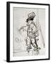 Actor with Parrot, Pen and Brown Ink Drawing-Rembrandt van Rijn-Framed Giclee Print