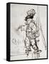 Actor with Parrot, Pen and Brown Ink Drawing-Rembrandt van Rijn-Framed Stretched Canvas