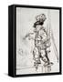 Actor with Parrot, Pen and Brown Ink Drawing-Rembrandt van Rijn-Framed Stretched Canvas