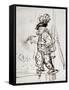 Actor with Parrot, Pen and Brown Ink Drawing-Rembrandt van Rijn-Framed Stretched Canvas