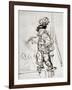 Actor with Parrot, Pen and Brown Ink Drawing-Rembrandt van Rijn-Framed Giclee Print