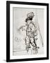 Actor with Parrot, Pen and Brown Ink Drawing-Rembrandt van Rijn-Framed Giclee Print