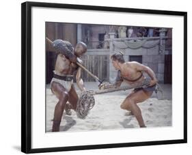 Actor Woody Strode Squaring Off Against Actor Kirk Douglas in Gladiator Battle in "Spartacus"-J^ R^ Eyerman-Framed Premium Photographic Print