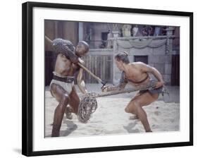 Actor Woody Strode Squaring Off Against Actor Kirk Douglas in Gladiator Battle in "Spartacus"-J^ R^ Eyerman-Framed Premium Photographic Print