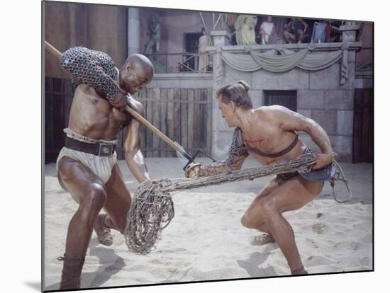 Actor Woody Strode Squaring Off Against Actor Kirk Douglas in Gladiator Battle in "Spartacus"-J^ R^ Eyerman-Mounted Premium Photographic Print