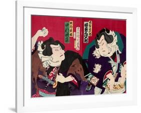 Actors as Sumo Wrestlers-Kunichika toyohara-Framed Giclee Print