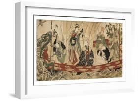 Actors as the Seven Gods of Fortune on a Treasure Ship, 1800-05-Utagawa Toyokuni-Framed Giclee Print