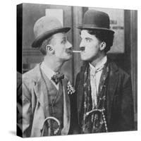 Actors Charlie Chaplin and Ben Turpin in Film His New Job-null-Stretched Canvas