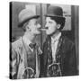 Actors Charlie Chaplin and Ben Turpin in Film His New Job-null-Stretched Canvas