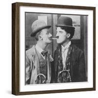 Actors Charlie Chaplin and Ben Turpin in Film His New Job-null-Framed Premium Photographic Print