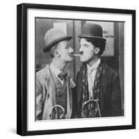 Actors Charlie Chaplin and Ben Turpin in Film His New Job-null-Framed Premium Photographic Print