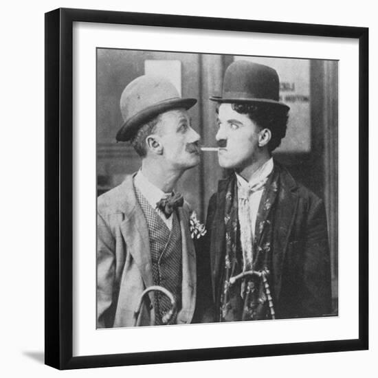 Actors Charlie Chaplin and Ben Turpin in Film His New Job-null-Framed Premium Photographic Print