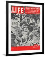 Actors Dezi Arnaz and Wife Lucille Ball with Children, Desi Jr. and Lucie, at Home, April 6, 1953-Ed Clark-Framed Photographic Print