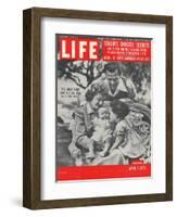 Actors Dezi Arnaz and Wife Lucille Ball with Children, Desi Jr. and Lucie, at Home, April 6, 1953-Ed Clark-Framed Photographic Print