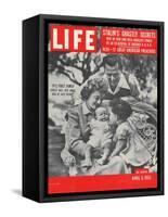 Actors Dezi Arnaz and Wife Lucille Ball with Children, Desi Jr. and Lucie, at Home, April 6, 1953-Ed Clark-Framed Stretched Canvas