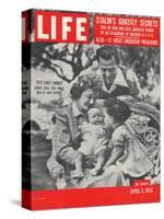 Actors Dezi Arnaz and Wife Lucille Ball with Children, Desi Jr. and Lucie, at Home, April 6, 1953-Ed Clark-Stretched Canvas