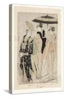 Actors in the Play Oakinai Hiruga Kojima, Nakamura Theater, Xi/1784, 1784-Torii Kiyonaga-Stretched Canvas