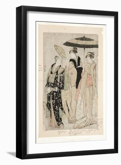 Actors in the Play Oakinai Hiruga Kojima, Nakamura Theater, Xi/1784, 1784-Torii Kiyonaga-Framed Giclee Print