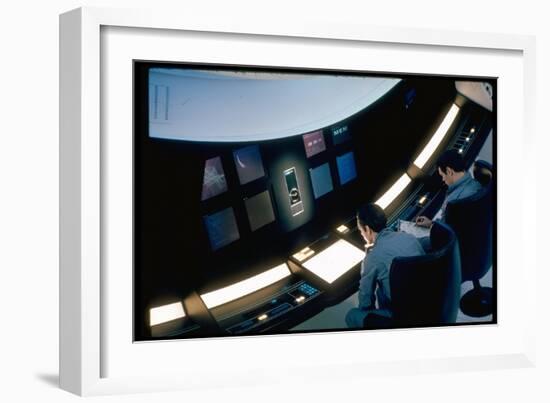 Actors Keir Dullea and Gray Lockwood Sitting at Console in Scene of "2001: A Space Odyssey"-Dmitri Kessel-Framed Photographic Print