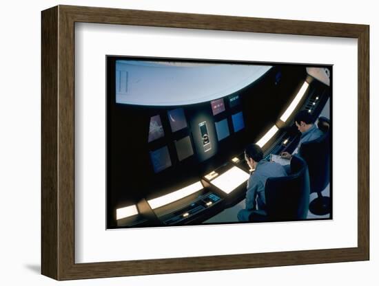 Actors Keir Dullea and Gray Lockwood Sitting at Console in Scene of "2001: A Space Odyssey"-Dmitri Kessel-Framed Photographic Print