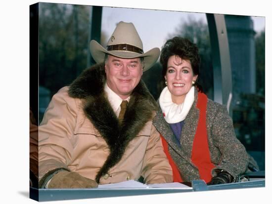 Actors Larry Hagman and Linda Gray-David Mcgough-Stretched Canvas