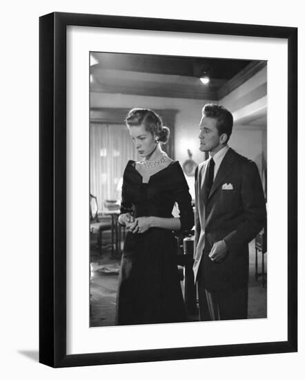 Actors Lauren Bacall and Kirk Douglas in "Young Man with a Horn" During Production-Alfred Eisenstaedt-Framed Premium Photographic Print