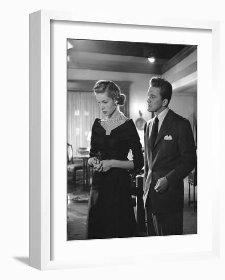 Actors Lauren Bacall and Kirk Douglas in "Young Man with a Horn" During Production-Alfred Eisenstaedt-Framed Premium Photographic Print