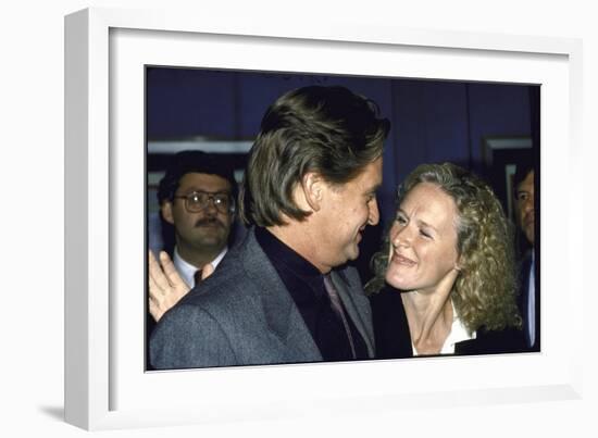 Actors Michael Douglas and Glenn Close-null-Framed Photographic Print