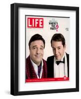 Actors Nathan Lane and Matthew Broderick Getting the Last Laugh of 2005, December 30, 2005-George Lange-Framed Premium Photographic Print