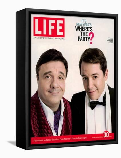 Actors Nathan Lane and Matthew Broderick Getting the Last Laugh of 2005, December 30, 2005-George Lange-Framed Stretched Canvas