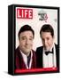 Actors Nathan Lane and Matthew Broderick Getting the Last Laugh of 2005, December 30, 2005-George Lange-Framed Stretched Canvas