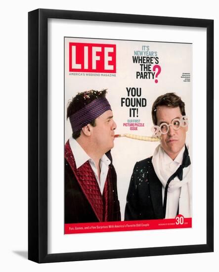 Actors Nathan Lane and Matthew Broderick Getting the Last Laugh of 2005, December 30, 2005-George Lange-Framed Photographic Print