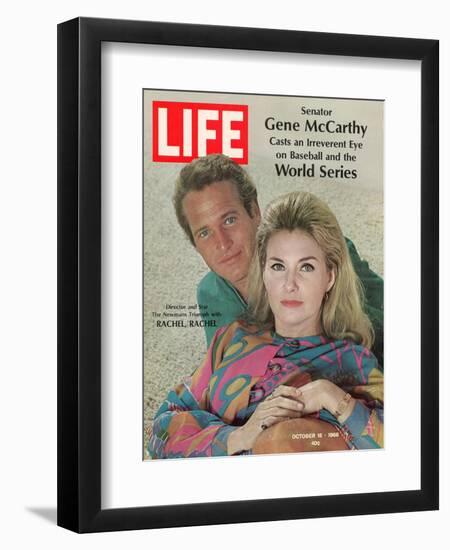 Actors Paul Newman and Wife Joanne Woodward, Collaboration for "Rachel, Rachel", October 18, 1968-Mark Kauffman-Framed Premium Photographic Print