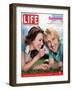 Actors Rachel McAdams and Owen Wilson Outdoors Lying on Lawn, July 1, 2005-Karina Taira-Framed Photographic Print