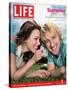 Actors Rachel McAdams and Owen Wilson Outdoors Lying on Lawn, July 1, 2005-Karina Taira-Stretched Canvas