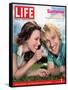 Actors Rachel McAdams and Owen Wilson Outdoors Lying on Lawn, July 1, 2005-Karina Taira-Framed Stretched Canvas