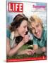 Actors Rachel McAdams and Owen Wilson Outdoors Lying on Lawn, July 1, 2005-Karina Taira-Mounted Photographic Print