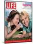 Actors Rachel McAdams and Owen Wilson Outdoors Lying on Lawn, July 1, 2005-Karina Taira-Mounted Photographic Print