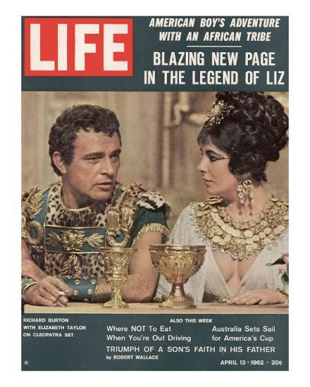 Actors Richard Burton and Elizabeth Taylor on Set of Film "Cleopatra,",  April 13, 1962' Photographic Print - Paul Schutzer | AllPosters.com