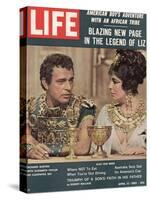 Actors Richard Burton and Elizabeth Taylor on Set of Film "Cleopatra,", April 13, 1962-Paul Schutzer-Stretched Canvas