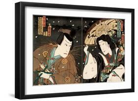 Actors Sawamura Tanosuke as Seigen and Kawarazaki Gonjuro as Matsuwakamaru-Kunichika toyohara-Framed Giclee Print