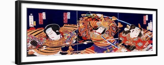 Actors Sawamura Tossho, Nakamura Shikan, and Ichikawa Sadanji-Kunichika toyohara-Framed Giclee Print