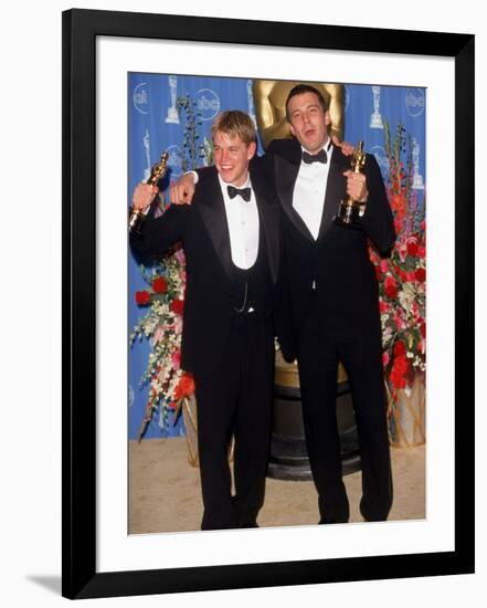 Actors Screenwriters Matt Damon and Ben Affleck Holding their Oscars in Press Room Atacademy Awards-Mirek Towski-Framed Premium Photographic Print